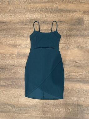 Lulu's Deep Teal Spaghetti-Strap Bodycon Dress